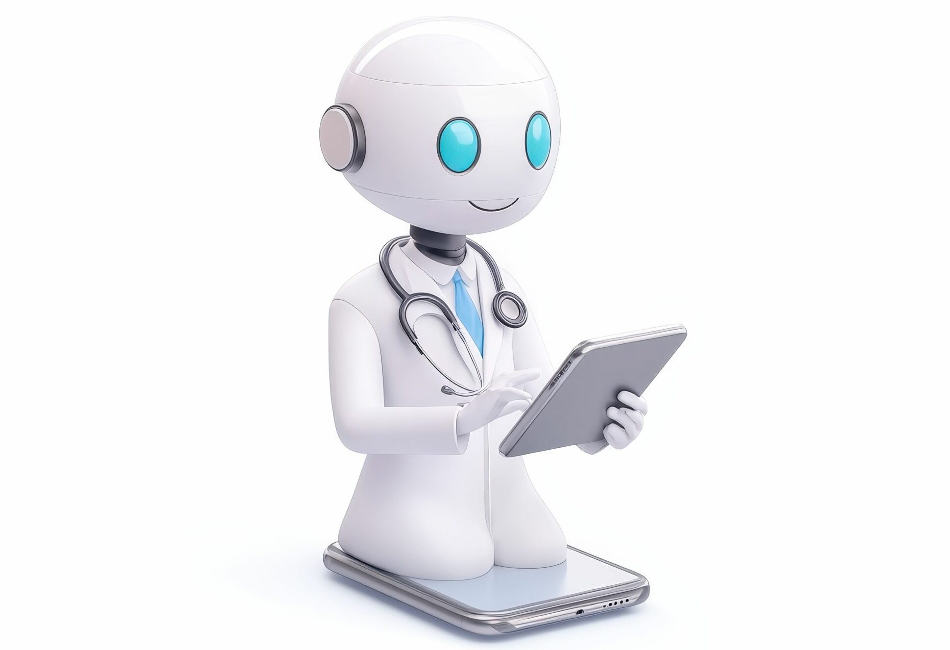 Ai chatbot engages with patient via mobile device health care digital interaction modern setting close-up view telemedicine concept