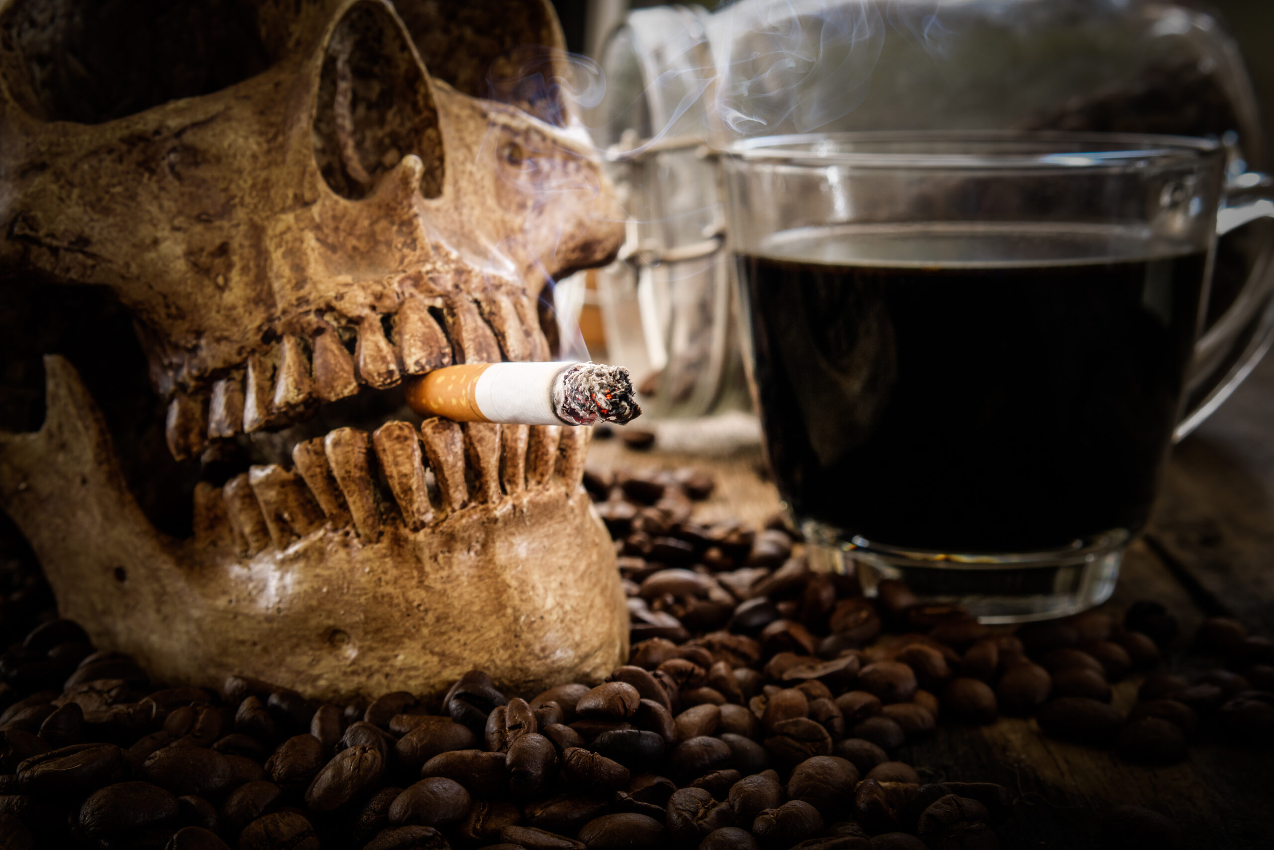 yellow stain on your teeth by cigarette and coffee.