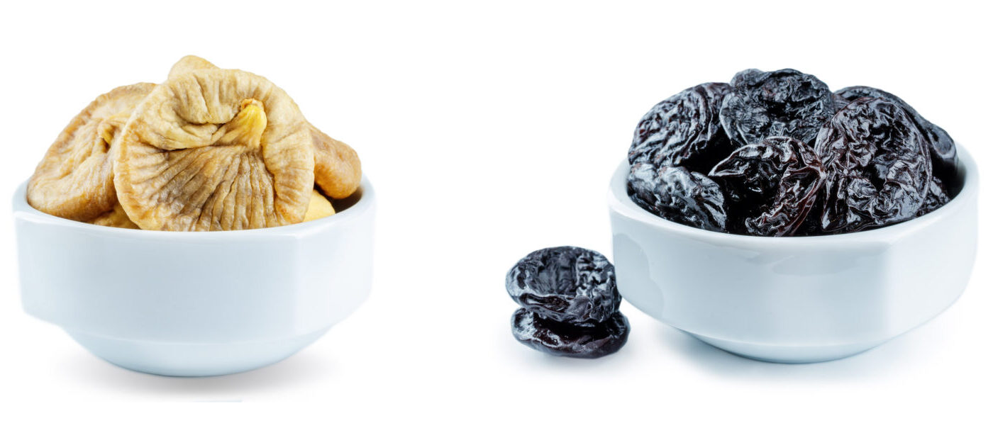 Trio of dried fruits isolated