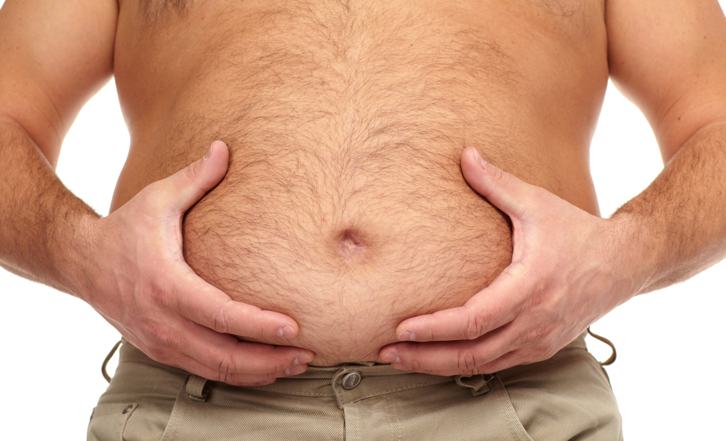Fat man with a big belly.