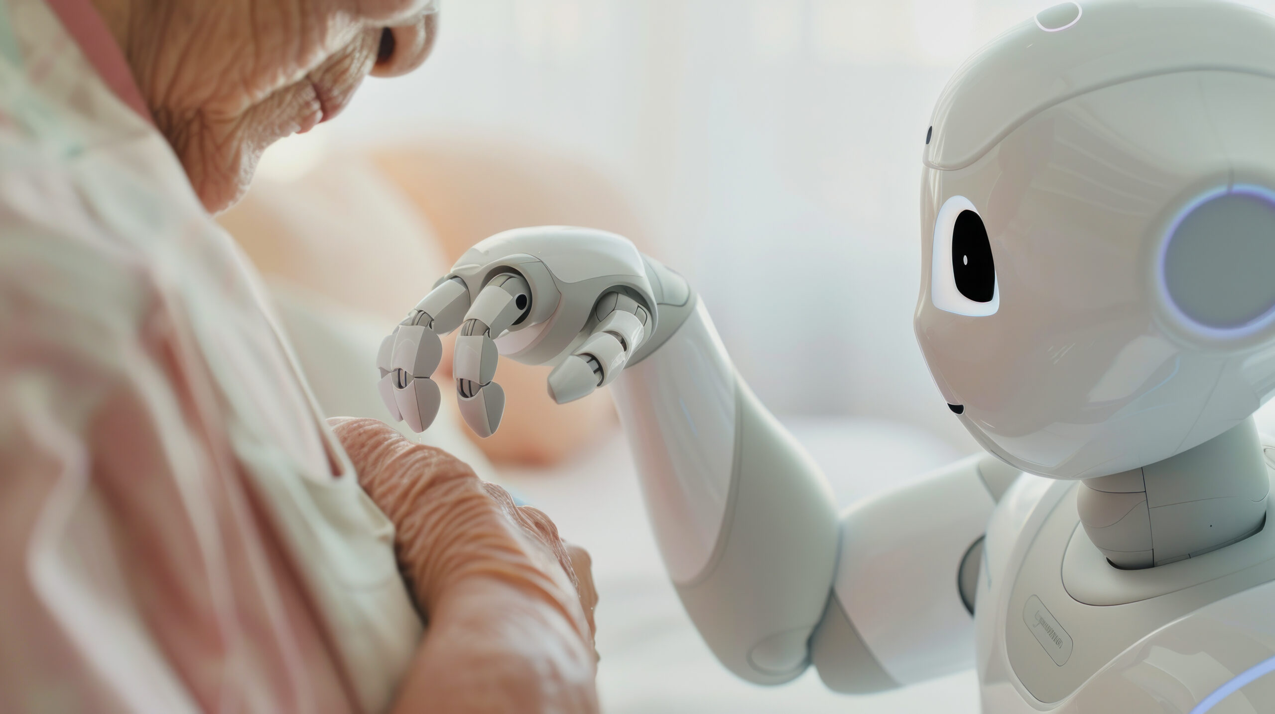 illustration of a robot in geriatric care